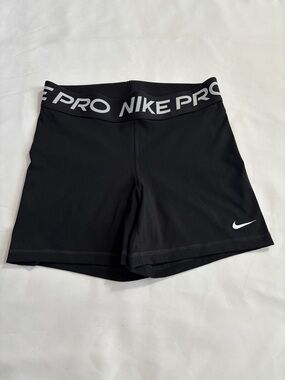 Nike Pro Black Athletic Compression Shorts with Logo Waistband 5” inseam